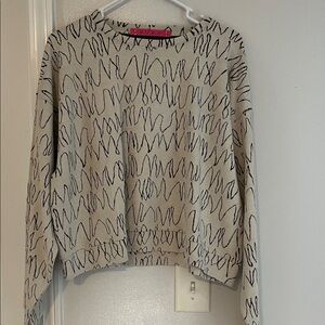 Buru Cream and Black Graphic Sweater